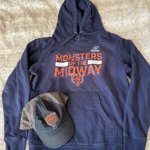 Chicago Bears "Monsters of the Midway" 2018 Navy Hoodie Size M with Cap